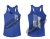 Royal Blue Tattered Thin SILVER Line American Flag Racerback Tank Top