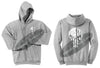 Ash Grey Thin SILVER Line Punisher Skull inlayed with the Tattered American Flag Hooded Sweatshirt