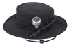 Black  Boonie Hat with embroidered Subdued Thin SILVER Line Punisher