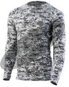 Digital Camo Embroidered Thin SILVER Line Punisher Skull inlayed American Flag Long Sleeve Compression Shirt