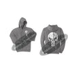 Medium Grey Thin SILVER Line Punisher Skull inlayed with the Tattered American Flag Hooded Sweatshirt