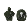 OD Green Thin SILVER Line Punisher Skull inlayed with the Tattered American Flag Hooded Sweatshirt