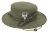 Olive Green  Boonie Hat with embroidered Subdued Thin SILVER Line Punisher