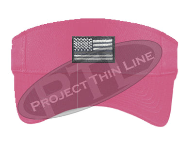 Pink Embroidered Thin Silver Line American Flag Visor