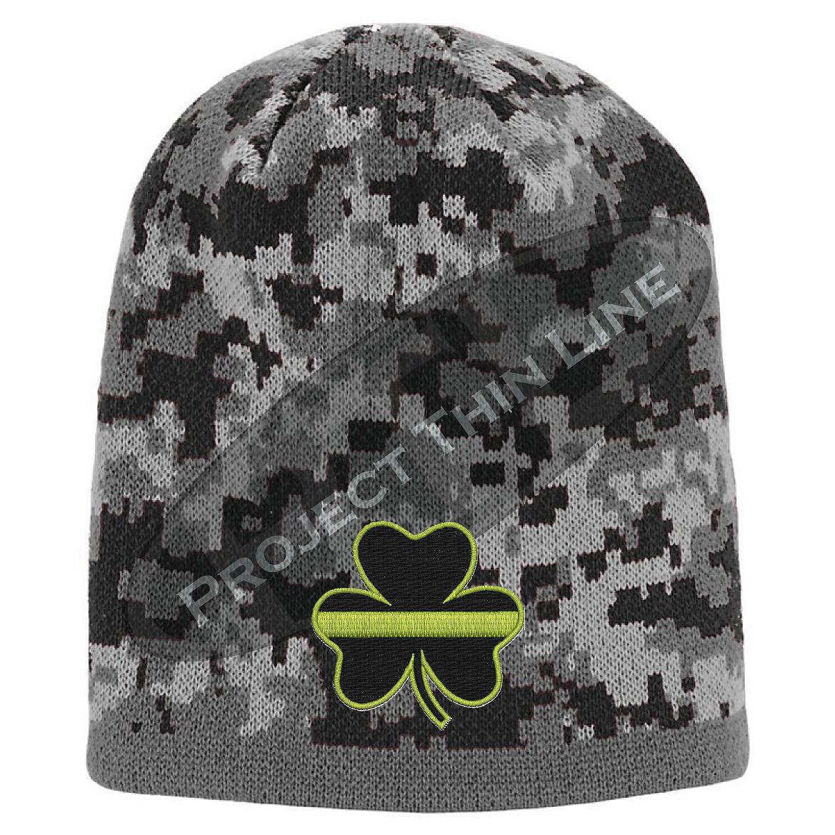 Thin YELLOW Line Shamrock Skull Cap