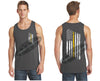 Charcoal Thin Yellow Line Tattered American Flag Tank Top