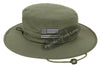 Olive Green Boonie hat embroidered with a Thin Gold Line Subdued American Flag