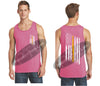 Pink Thin Yellow Line Tattered American Flag Tank Top