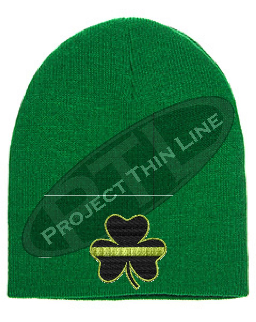 Thin YELLOW Line Shamrock Skull Cap