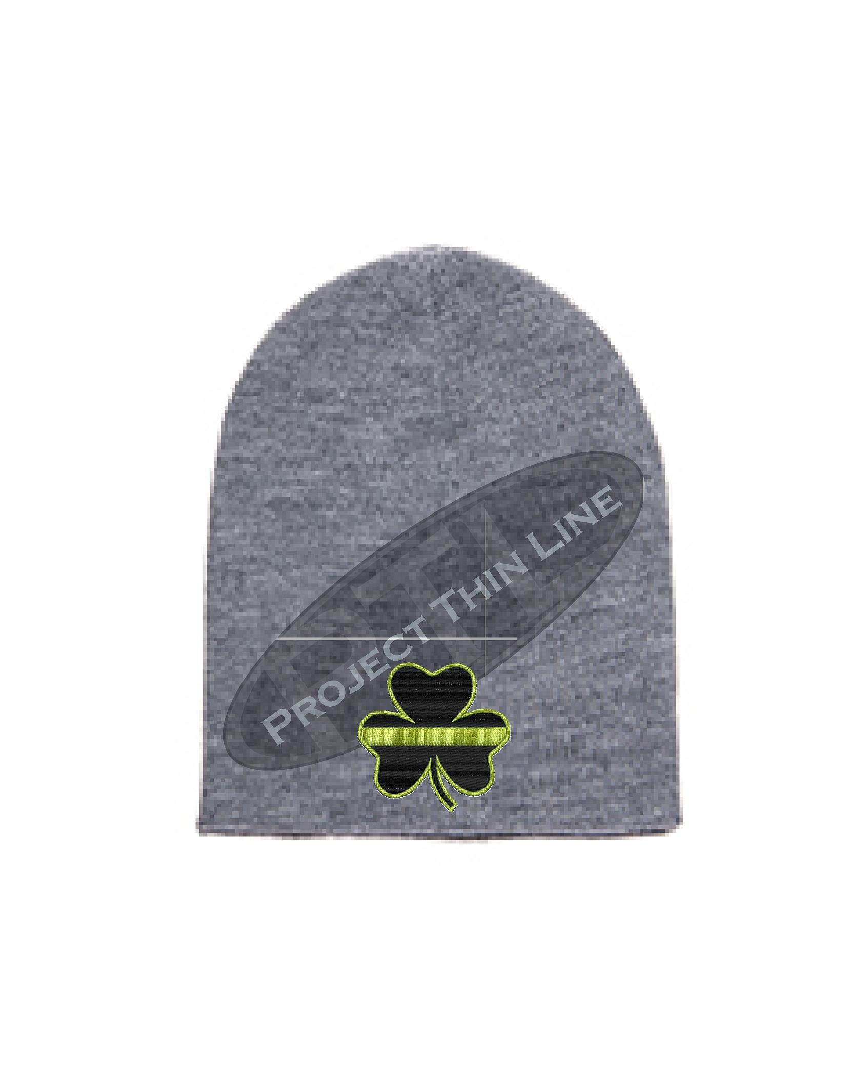 Thin YELLOW Line Shamrock Skull Cap