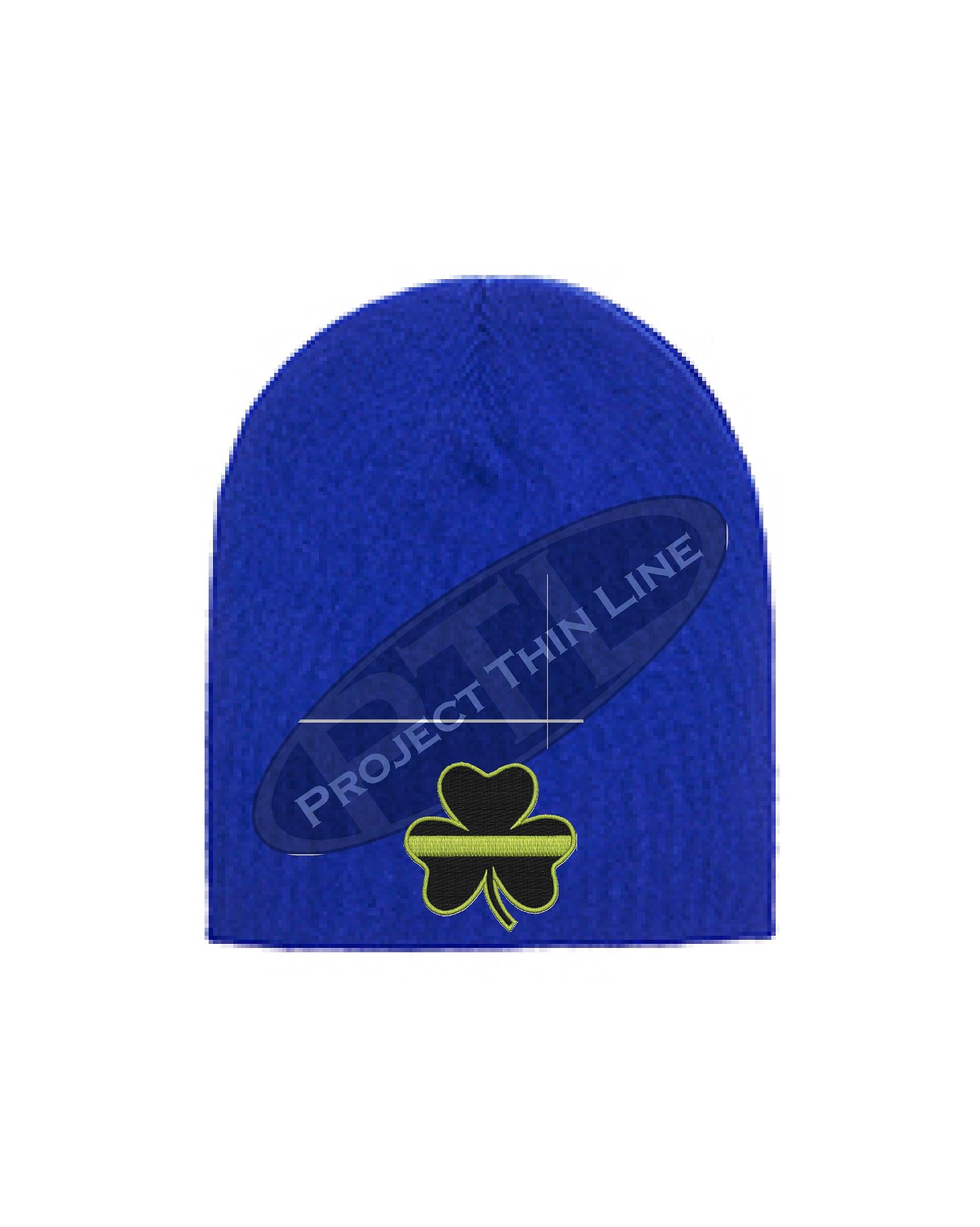 Thin YELLOW Line Shamrock Skull Cap