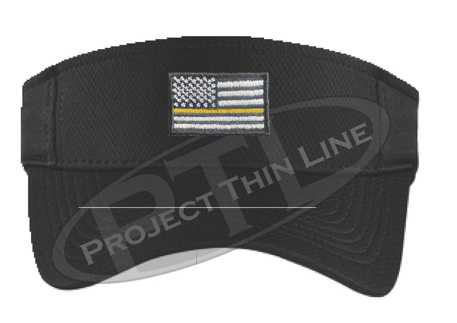 Black Embroidered Thin Yellow Line American Flag Visor