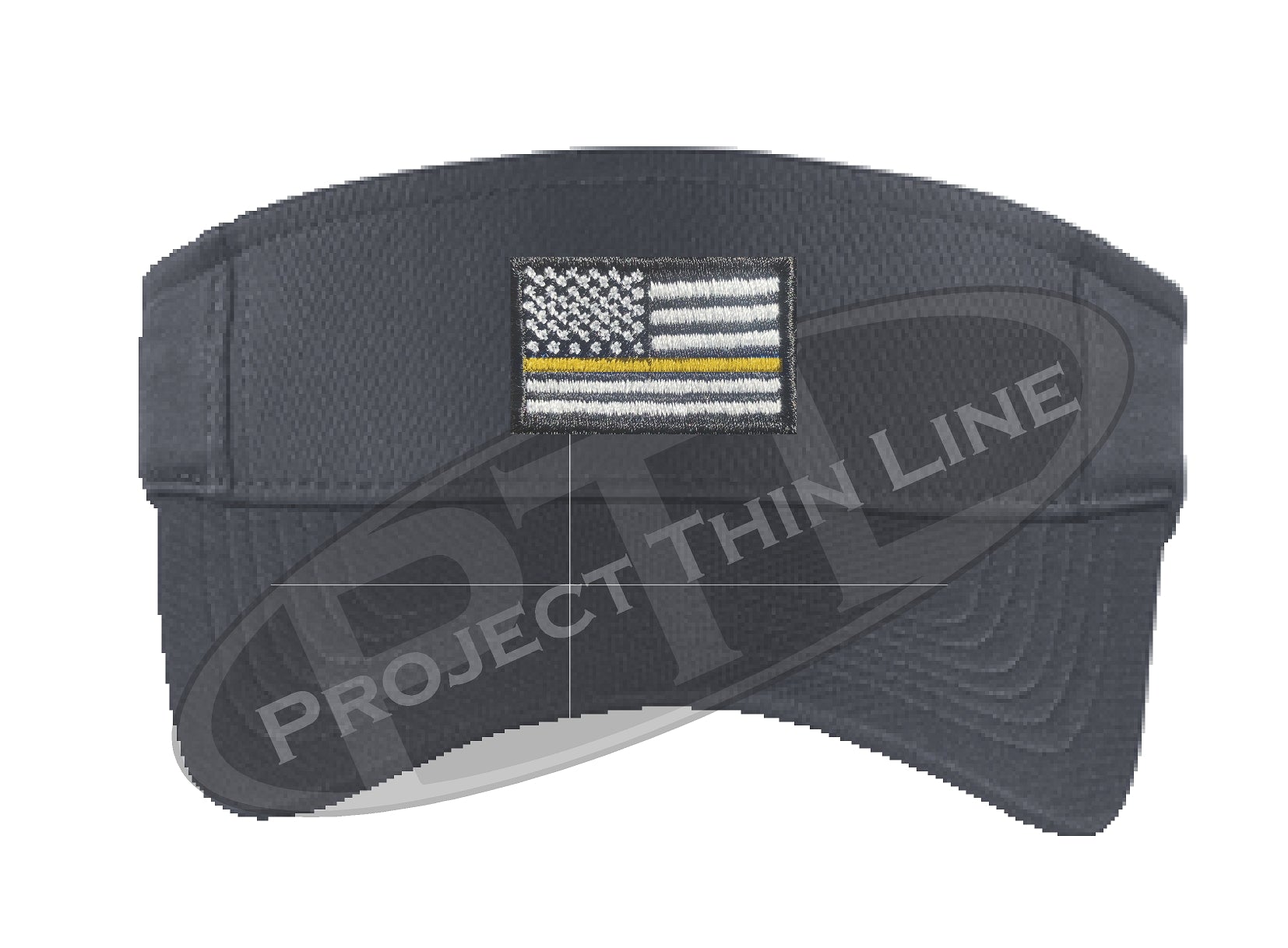 Grey Embroidered Thin Yellow Line American Flag Visor