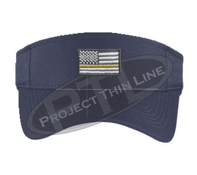 Navy Blue Embroidered Thin Yellow Line American Flag Visor