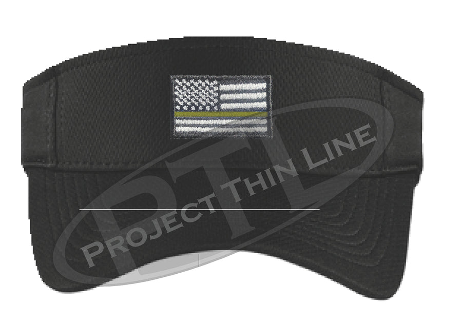 Black Embroidered Thin Gold Line American Flag Visor