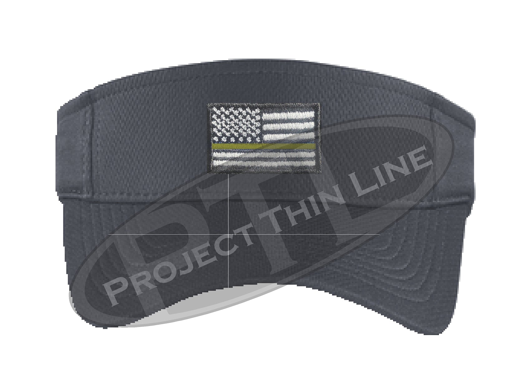 Dark Grey Embroidered Thin Gold Line American Flag Visor
