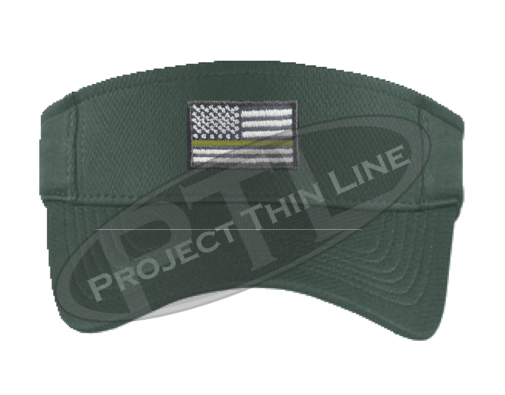Dark Green Embroidered Thin Gold Line American Flag Visor