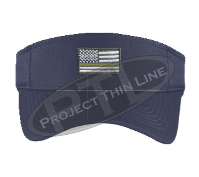 Navy Blue Embroidered Thin Gold Line American Flag Visor