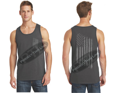Charcoal TACTICAL Tattered American FLAG Tank Top