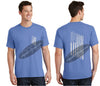 Carolina Blue TACTICAL Line Tattered American Flag Short Sleeve Shirt
