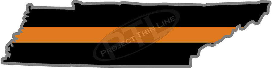 5" Tennessee TN Thin Orange Line Black State Shape Sticker
