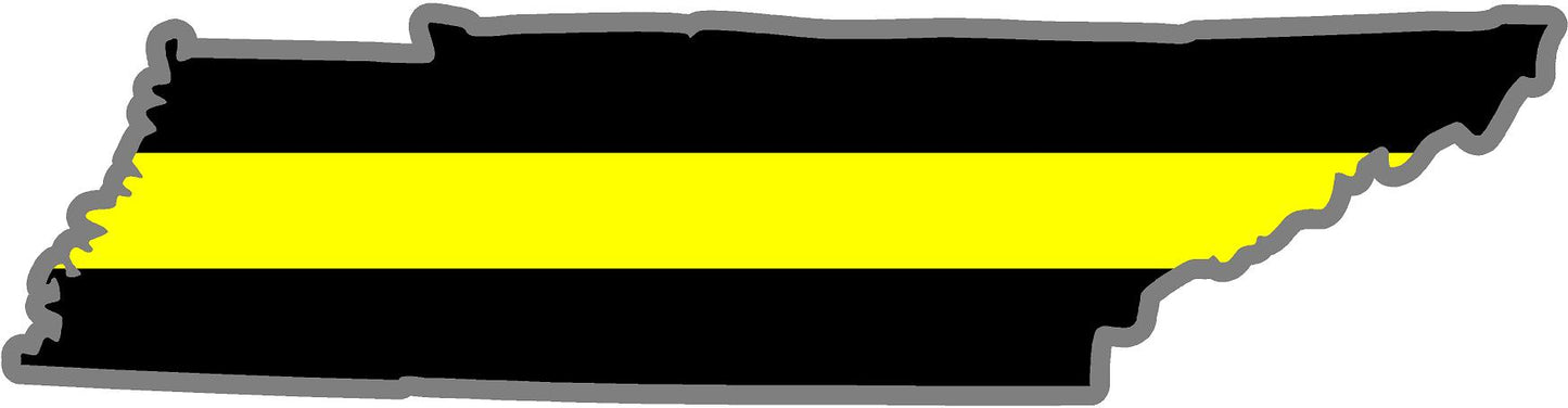 5" Tennessee TN Thin Yellow Line Black State Shape Sticker