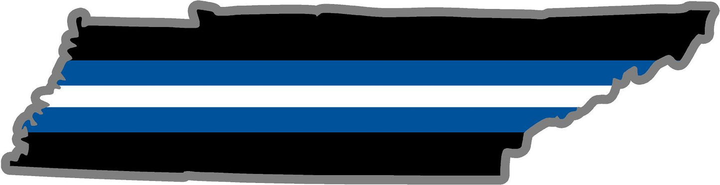 5" Tennessee TN Thin Blue White Line Black State Shape Sticker