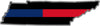 5" Tennessee TN Thin Blue / Red Line Black State Shape Sticker