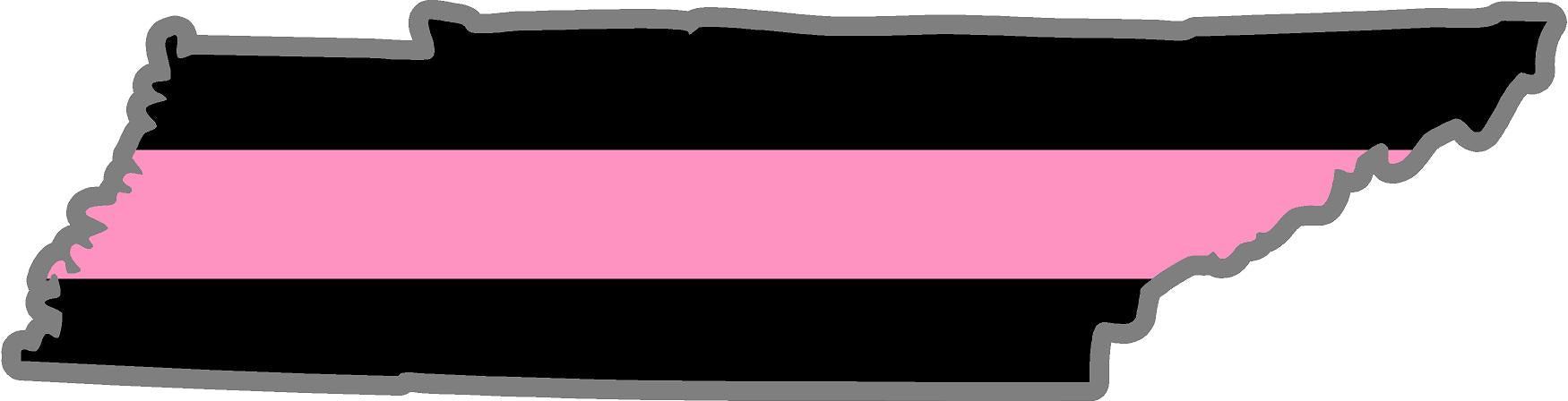 5" Tennessee TN Thin Pink Line Black State Shape Sticker