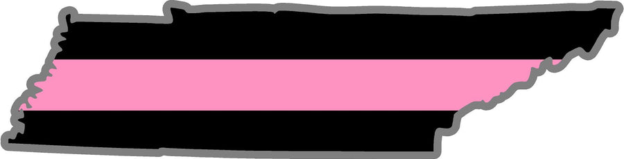 5" Tennessee TN Thin Pink Line Black State Shape Sticker