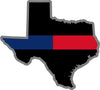 5" Texas TX Thin Blue / Red Line Black State Shape Sticker