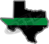 5" Texas TX Thin Green Line Black State Shape Sticker