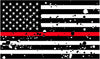 5" American BW GRUNGE Flag Thin Red Line Shape Sticker Decal