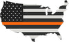 5" United States BW Thin ORANGE Line State Shape Sticker Decal