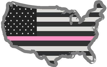5" United States BW Thin PINK Line State Shape Sticker Decal