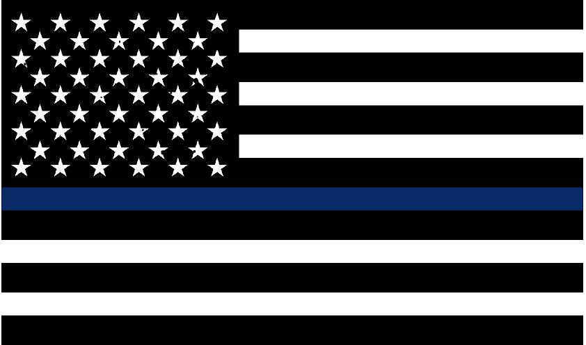5" Black and White American Flag Thin Blue Line Shape Sticker