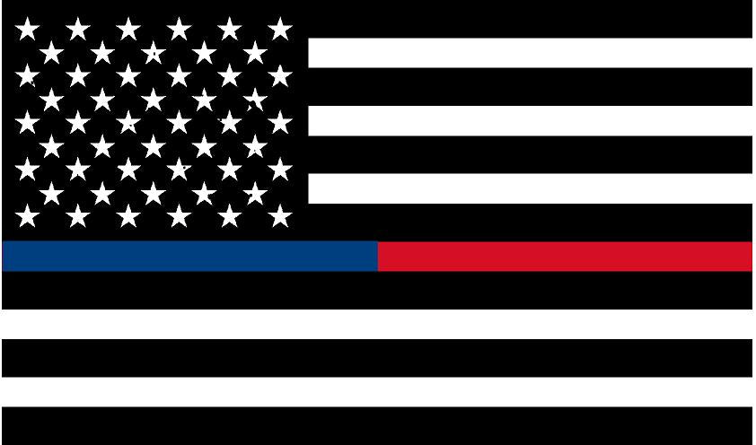 5" Black and White American Flag Thin Blue / Red Line Sticker