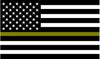 5" American BW Flag Thin GOLD Line Shape Sticker Decal