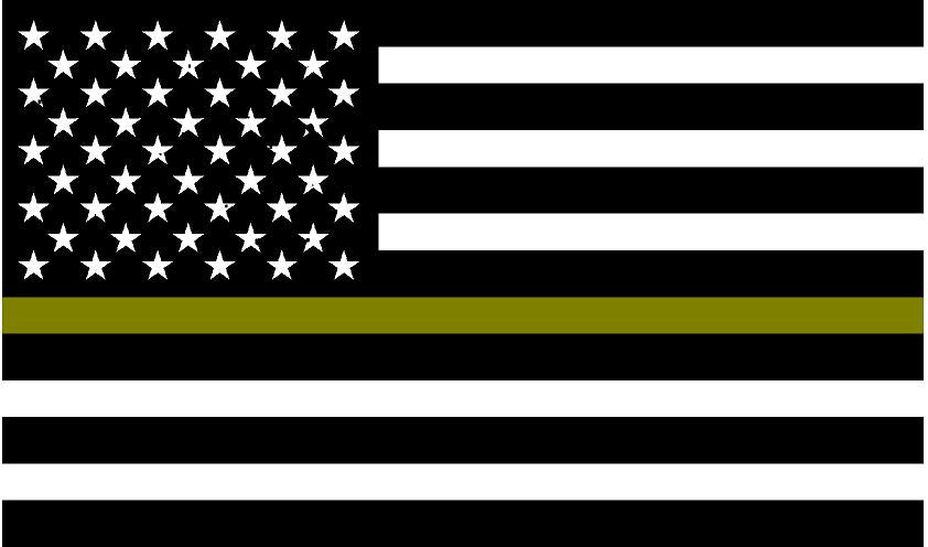 5" American BW Flag Thin GOLD Line Shape Sticker Decal