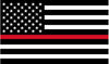 5" American BW Flag Thin Red Line Shape Sticker Decal