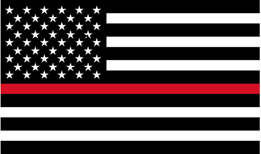 5" American BW Flag Thin Red Line Shape Sticker Decal