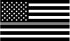5" American BW Flag Thin Silver Line Shape Sticker Decal