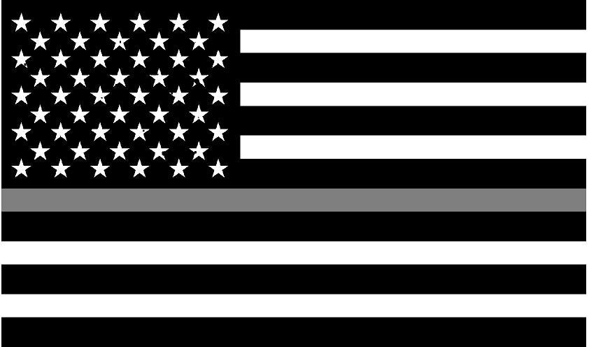 5" American BW Flag Thin Silver Line Shape Sticker Decal