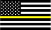 5" American BW Flag Thin Yellow Line Shape Sticker Decal