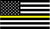 5" American BW Flag Thin Yellow Line Shape Sticker Decal