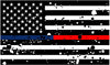 5" American BW GRUNGE Flag Thin Blue / Red Line Shape Sticker Decal