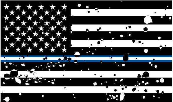 5" American BW GRUNGE Flag Thin Blue White Line Shape Sticker Decal