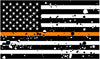 5" American BW GRUNGE Flag Thin Orange Line Shape Sticker Decal