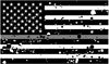 5" American BW GRUNGE Flag Thin Silver Line Shape Sticker Decal