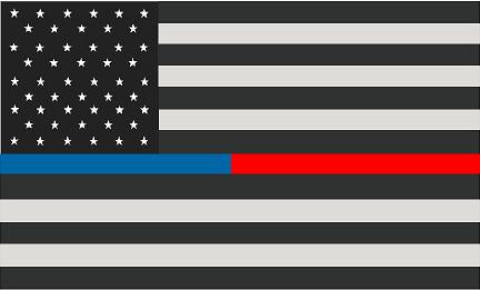 5" American Subdued Flag Thin Blue / Red Line Shape Sticker Decal